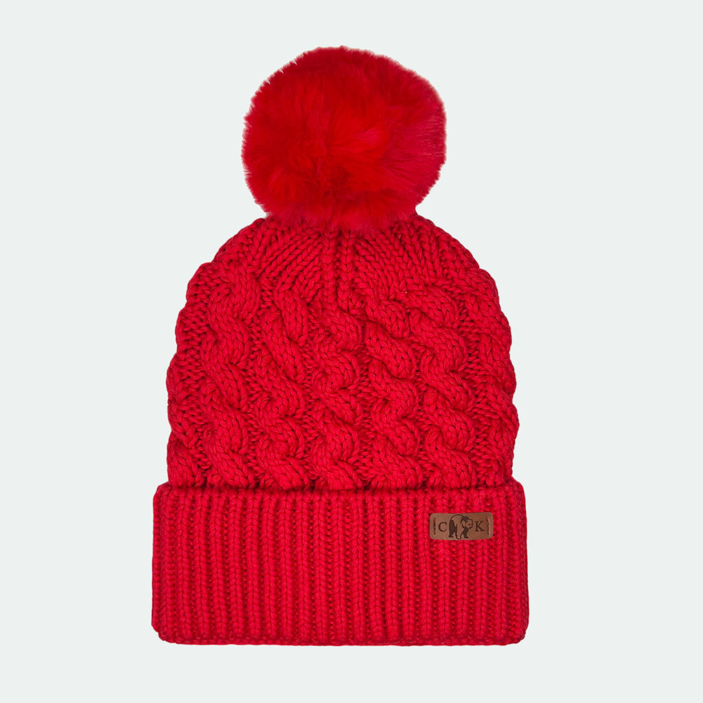 Cable Knit Pompom Toque