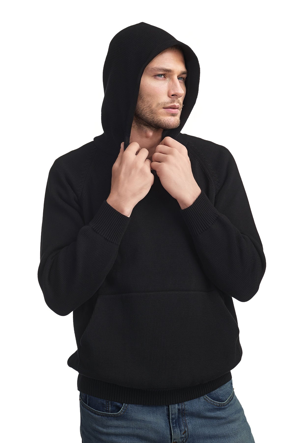 Hooded Pullover Black 100% Cotton