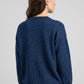 Back view of blue Maple Brew Sweater with clean minimalist knit design.