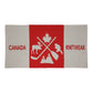 Canada Knitwear throw blanket image with maple leaf moose and other Canadian symbols