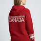Red hoodie with 'Canada' printed on the back against a white background